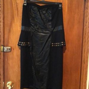 Strapless leather like dress